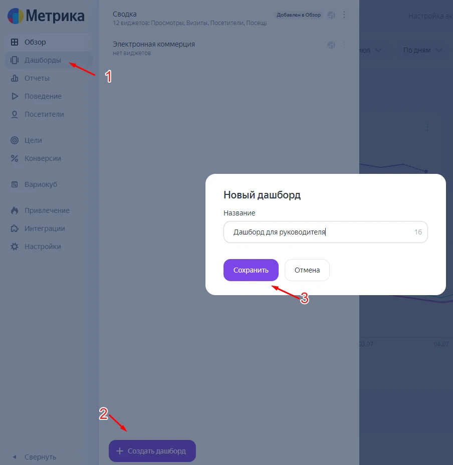 Создание дашборда для руководителя в Яндекс Метрике